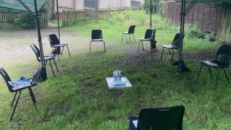 A photograph of the focus group set up, taken by Professor Linda Mulcahy and Dr Anna Tsalapatanis during their fieldwork