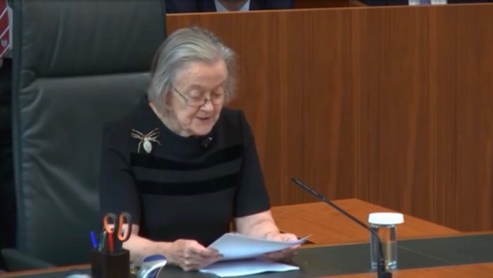 A photo of Baroness Hale in the Miller 2 judgement at the UKSC