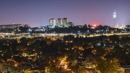 A view over Johannesburg at night