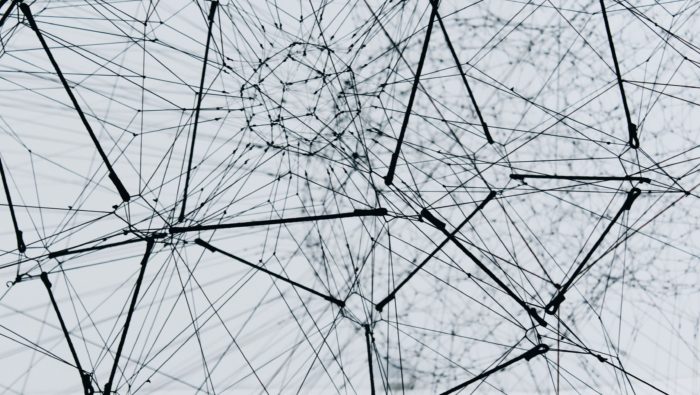 The image shows a web of connected strings.