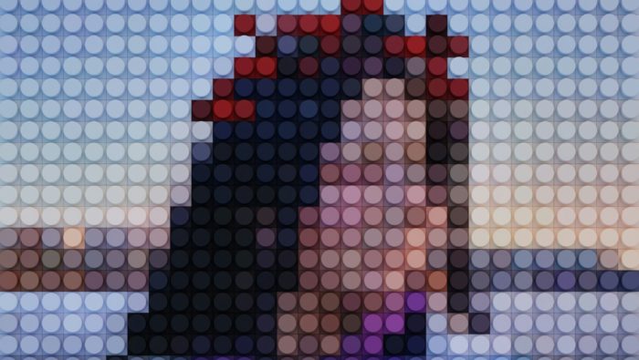 A pixelated picture of a woman
