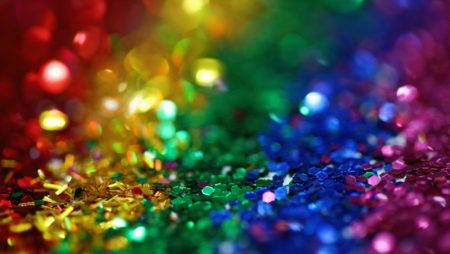 Rainbow colours in glitter