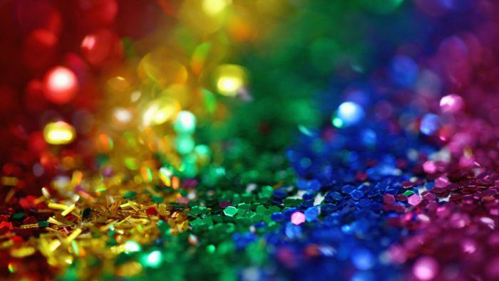 Rainbow colours in glitter