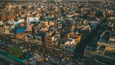 An aerial picture of Delhi