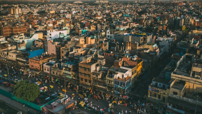 An aerial picture of Delhi